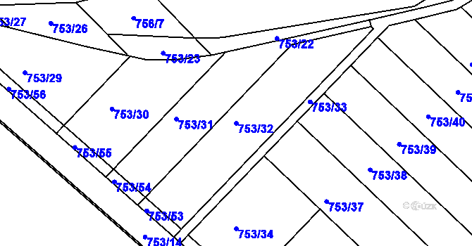 Parcela st. 753/32 v KÚ Nemojany, Katastrální mapa
