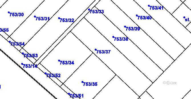 Parcela st. 753/37 v KÚ Nemojany, Katastrální mapa