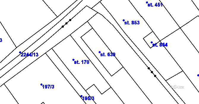 Parcela st. 639 v KÚ Nemojany, Katastrální mapa