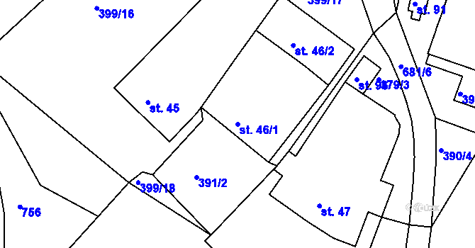 Parcela st. 46/1 v KÚ Nemojov, Katastrální mapa