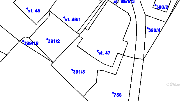 Parcela st. 47 v KÚ Nemojov, Katastrální mapa
