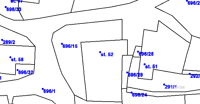 Parcela st. 52 v KÚ Nemojov, Katastrální mapa