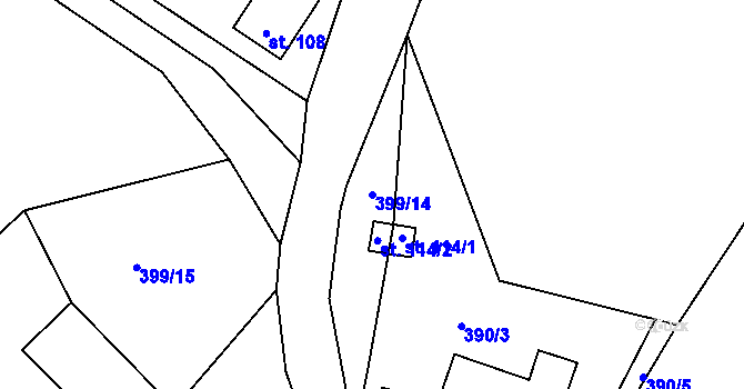 Parcela st. 399/14 v KÚ Nemojov, Katastrální mapa
