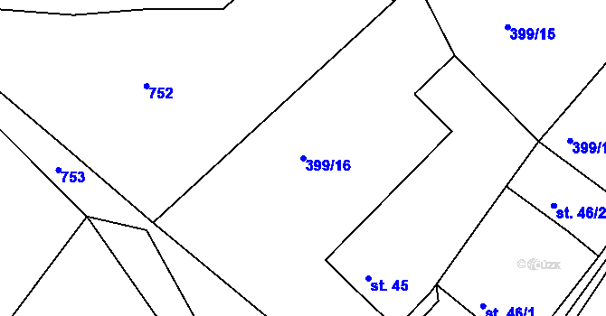 Parcela st. 399/16 v KÚ Nemojov, Katastrální mapa