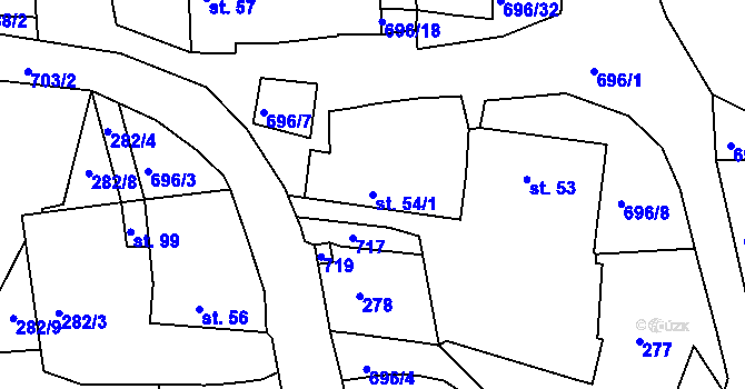 Parcela st. 54/1 v KÚ Nemojov, Katastrální mapa