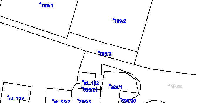 Parcela st. 789/3 v KÚ Nemojov, Katastrální mapa