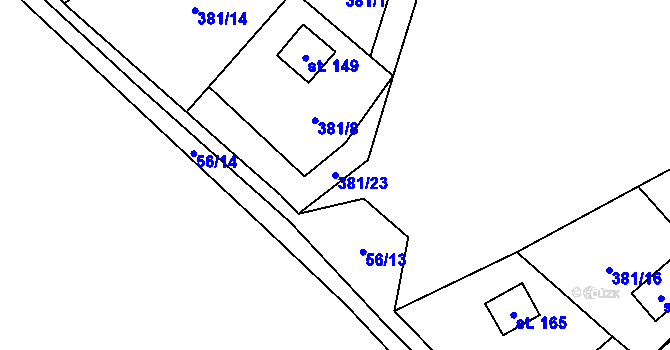 Parcela st. 381/23 v KÚ Dolní Nemojov, Katastrální mapa