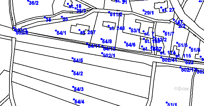 Parcela st. 502/1 v KÚ Dolní Nemojov, Katastrální mapa