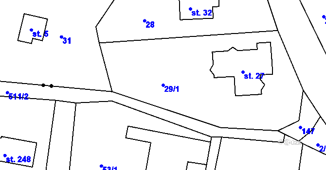 Parcela st. 29/1 v KÚ Horní Nemojov, Katastrální mapa