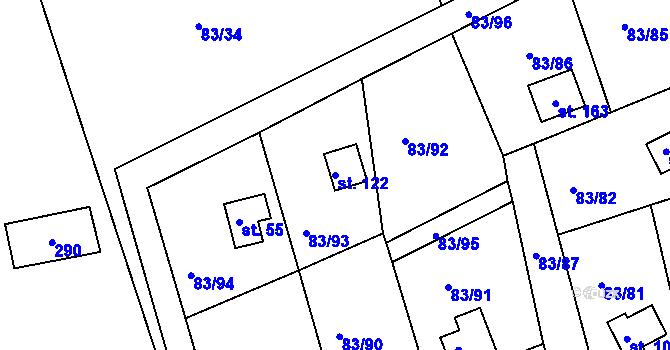 Parcela st. 122 v KÚ Starobucké Debrné, Katastrální mapa