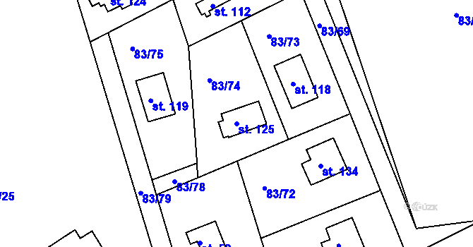 Parcela st. 125 v KÚ Starobucké Debrné, Katastrální mapa