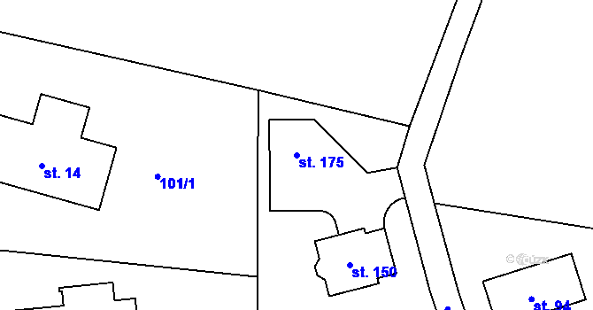 Parcela st. 175 v KÚ Starobucké Debrné, Katastrální mapa