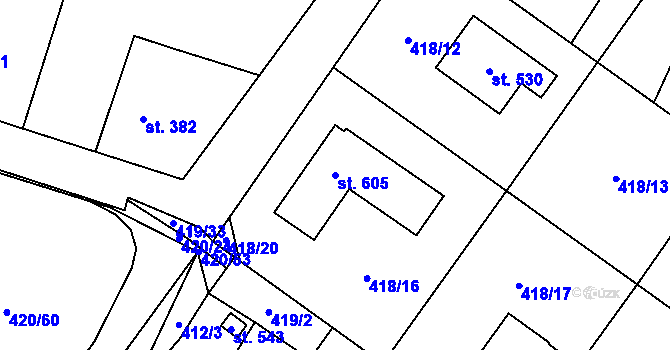 Parcela st. 605 v KÚ Nemošice, Katastrální mapa