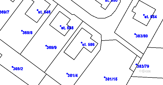 Parcela st. 586 v KÚ Nemošice, Katastrální mapa