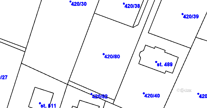 Parcela st. 420/80 v KÚ Nemošice, Katastrální mapa