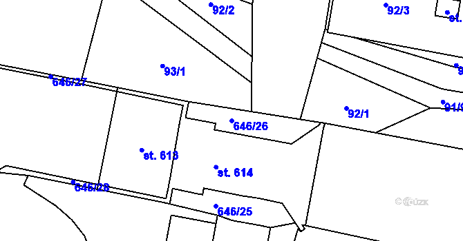 Parcela st. 646/26 v KÚ Nemošice, Katastrální mapa