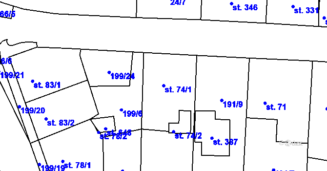 Parcela st. 74/1 v KÚ Nemošice, Katastrální mapa