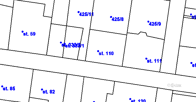 Parcela st. 110 v KÚ Nemošice, Katastrální mapa