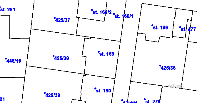 Parcela st. 169 v KÚ Nemošice, Katastrální mapa