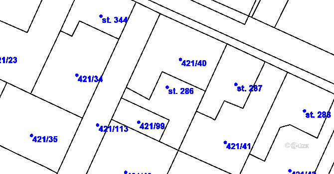 Parcela st. 286 v KÚ Nemošice, Katastrální mapa