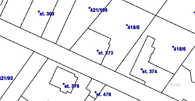 Parcela st. 373 v KÚ Nemošice, Katastrální mapa
