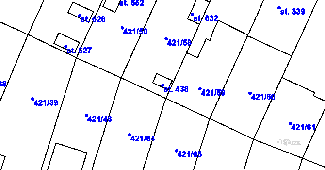 Parcela st. 438 v KÚ Nemošice, Katastrální mapa