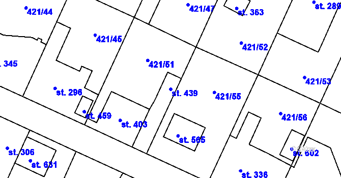 Parcela st. 439 v KÚ Nemošice, Katastrální mapa
