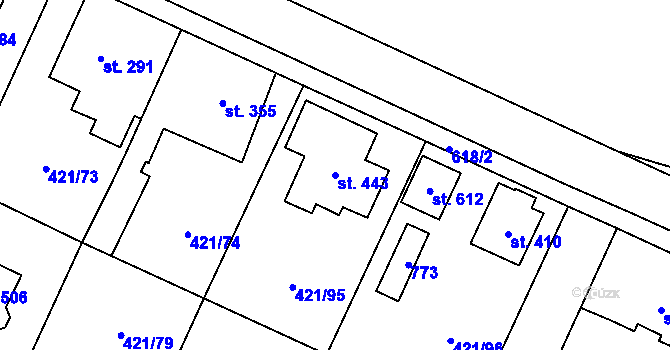 Parcela st. 443 v KÚ Nemošice, Katastrální mapa