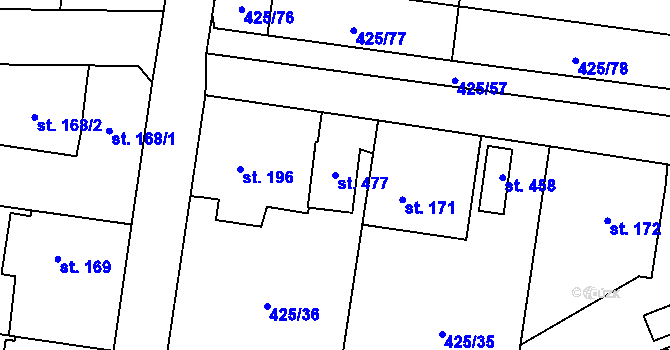 Parcela st. 477 v KÚ Nemošice, Katastrální mapa