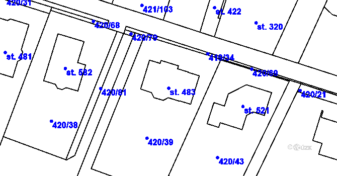 Parcela st. 483 v KÚ Nemošice, Katastrální mapa