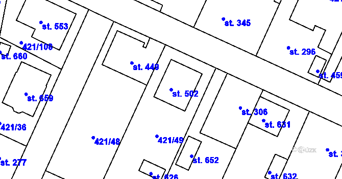 Parcela st. 502 v KÚ Nemošice, Katastrální mapa