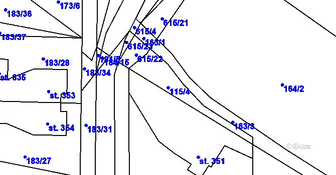Parcela st. 115/4 v KÚ Nemošice, Katastrální mapa