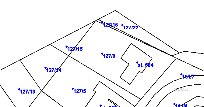 Parcela st. 127/9 v KÚ Nemošice, Katastrální mapa