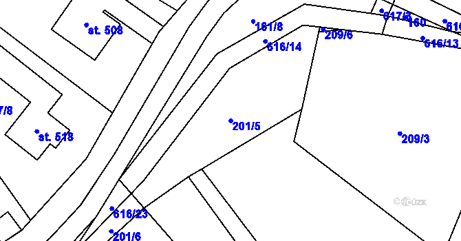Parcela st. 201/5 v KÚ Nemošice, Katastrální mapa