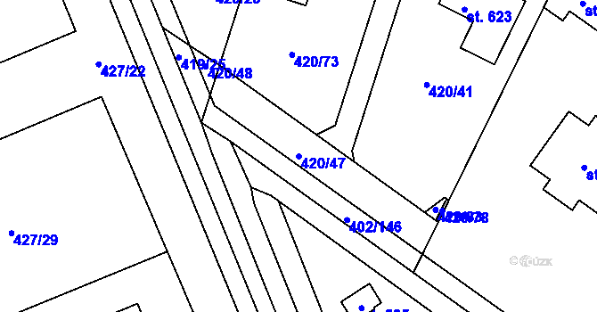 Parcela st. 420/47 v KÚ Nemošice, Katastrální mapa