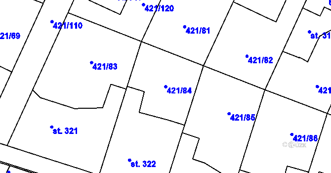 Parcela st. 421/84 v KÚ Nemošice, Katastrální mapa