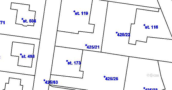 Parcela st. 425/21 v KÚ Nemošice, Katastrální mapa