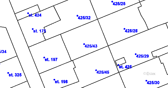 Parcela st. 425/43 v KÚ Nemošice, Katastrální mapa