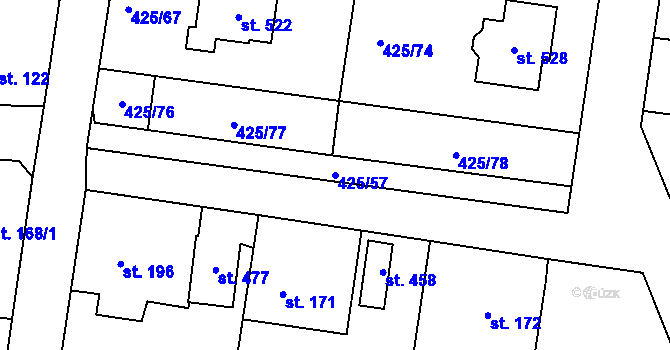 Parcela st. 425/57 v KÚ Nemošice, Katastrální mapa