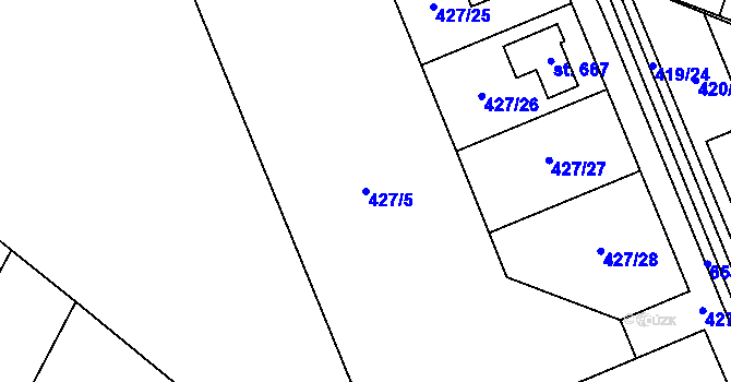 Parcela st. 427/5 v KÚ Nemošice, Katastrální mapa