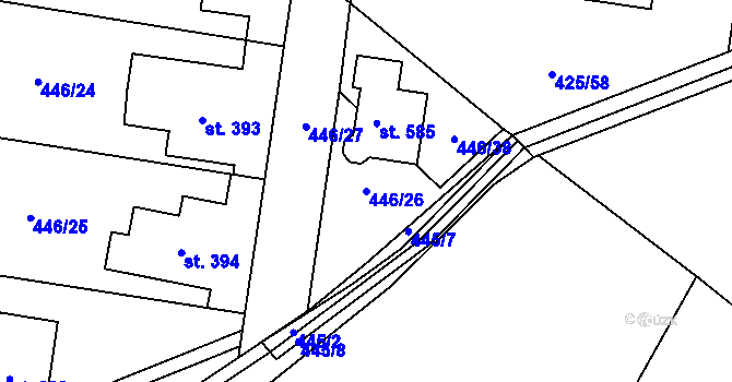 Parcela st. 446/26 v KÚ Nemošice, Katastrální mapa