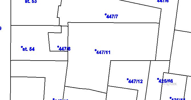 Parcela st. 447/11 v KÚ Nemošice, Katastrální mapa