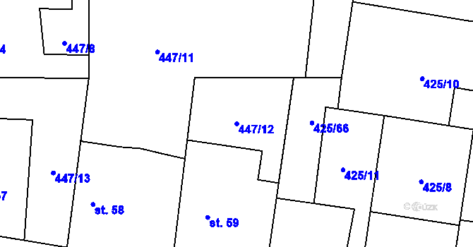Parcela st. 447/12 v KÚ Nemošice, Katastrální mapa