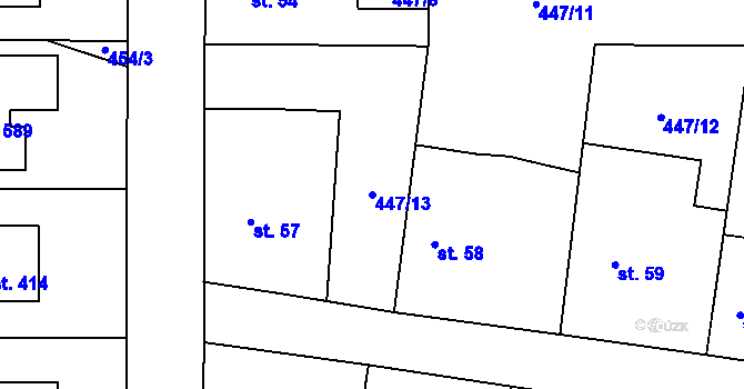 Parcela st. 447/13 v KÚ Nemošice, Katastrální mapa