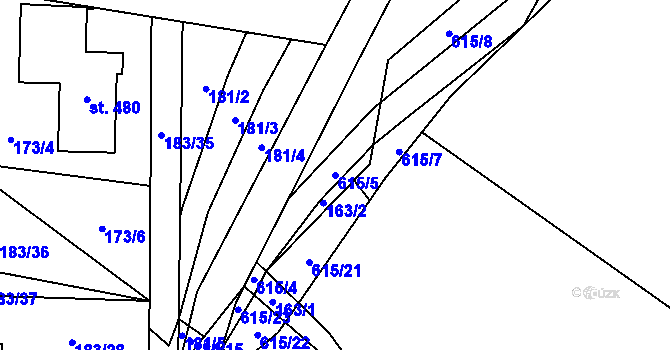 Parcela st. 615/5 v KÚ Nemošice, Katastrální mapa