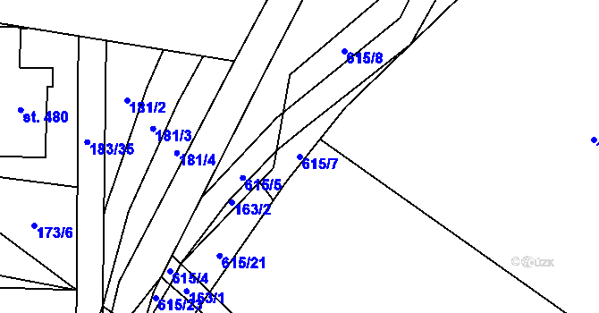 Parcela st. 615/7 v KÚ Nemošice, Katastrální mapa