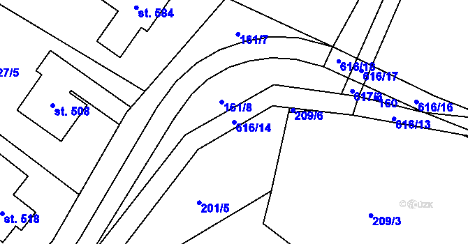 Parcela st. 616/14 v KÚ Nemošice, Katastrální mapa