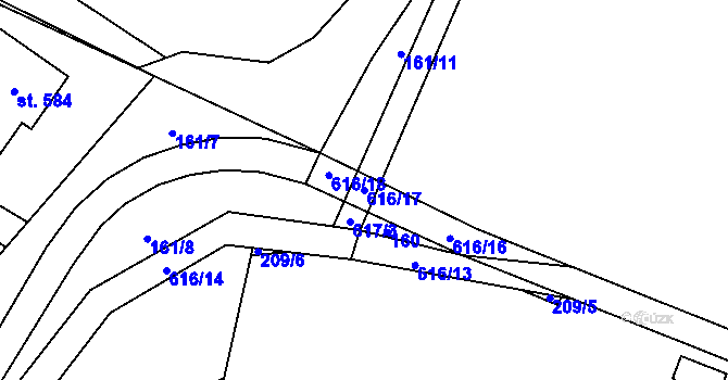 Parcela st. 616/17 v KÚ Nemošice, Katastrální mapa