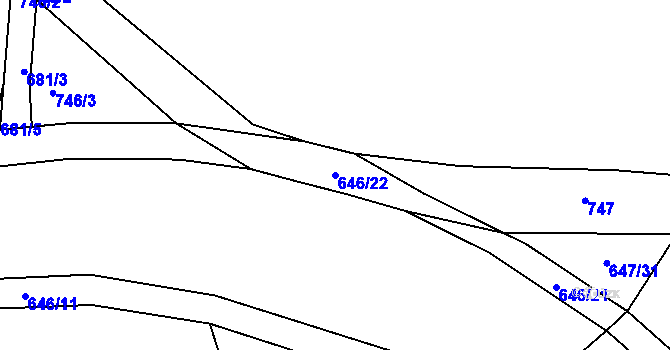 Parcela st. 646/22 v KÚ Nemošice, Katastrální mapa