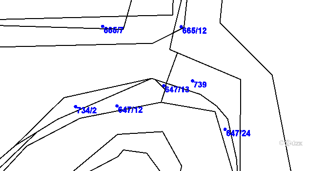 Parcela st. 647/13 v KÚ Nemošice, Katastrální mapa